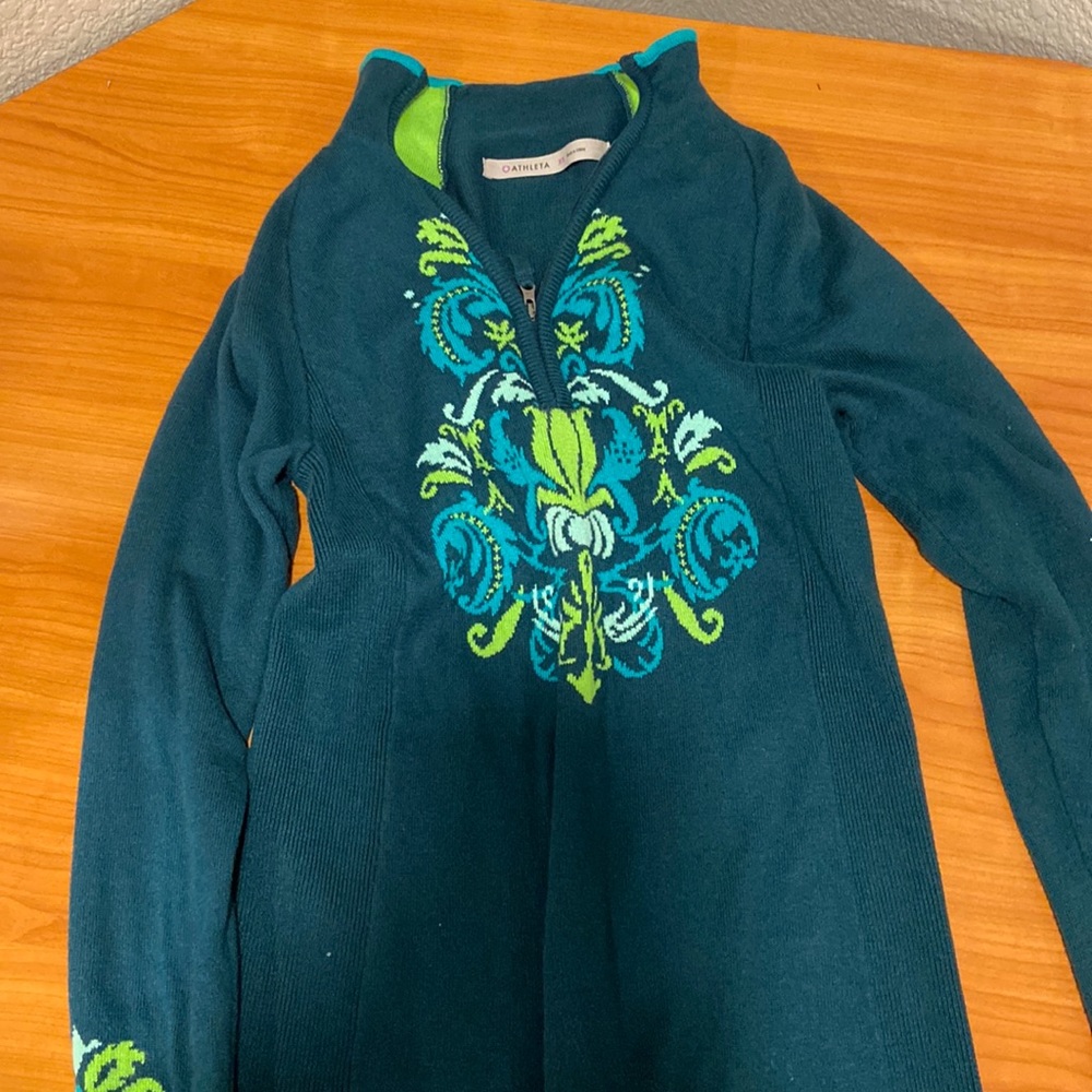 athleta warm and cozy patterned sweater quarter zip